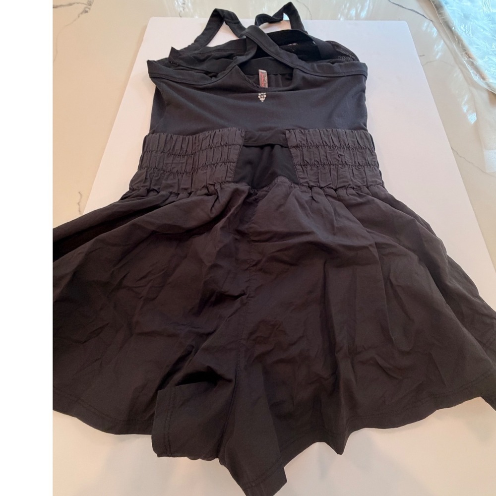 Free People FP Movement Hot Shot Mini Dress Black Smocked Activewear Womens M - Picture 2 of 11